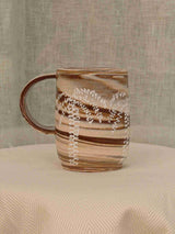 Wheel-thrown two-tone swirl ceramic mug