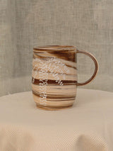 Wheel-thrown two-tone swirl ceramic mug