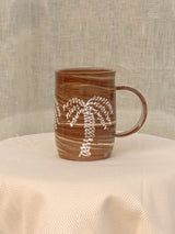 Wheel-thrown two-tone swirl ceramic mug