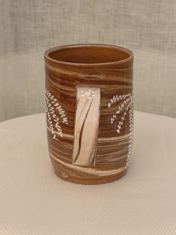 Wheel-thrown two-tone swirl ceramic mug